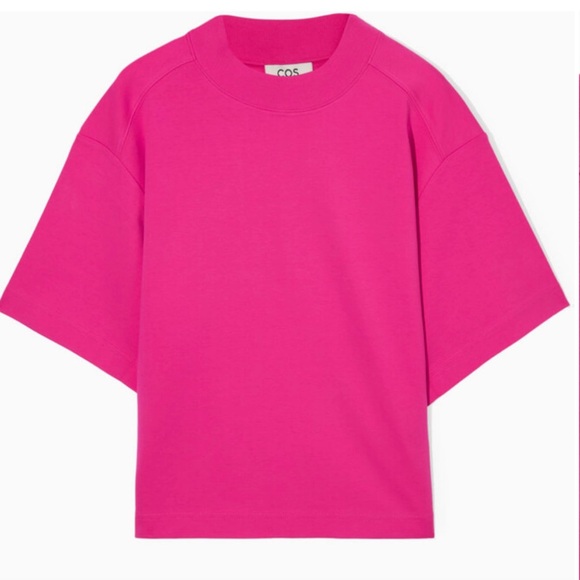 NWOT COS Mock Neck Fuchsia T-Shirt Size XS 100% Cotton - Picture 8 of 10